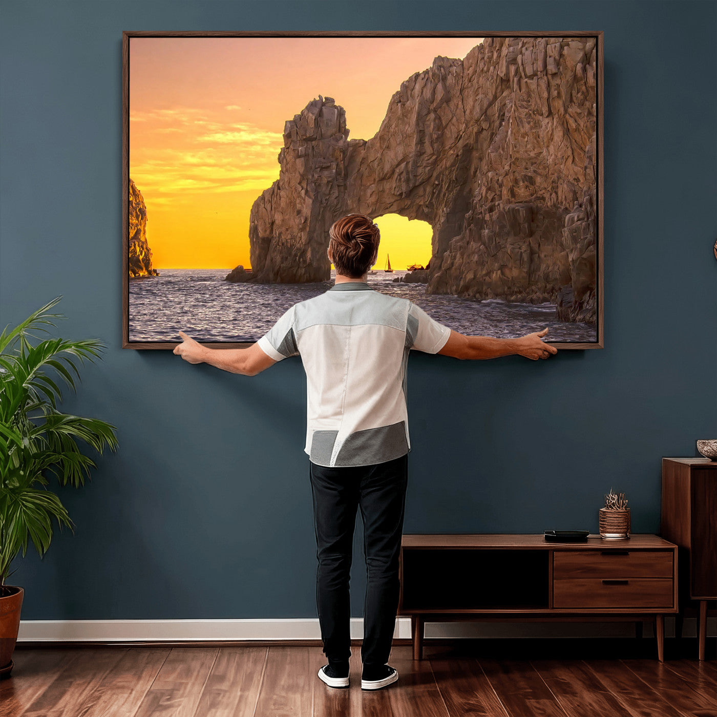 66414515-MGV-CV-36X24 - El Arco Cabo San Lucas Ocean Arch Wall Art Canvas Print, Baja California Rock Arch Seascape Canvas Print, Mexico Coastal Landmark Scenic Art Printing