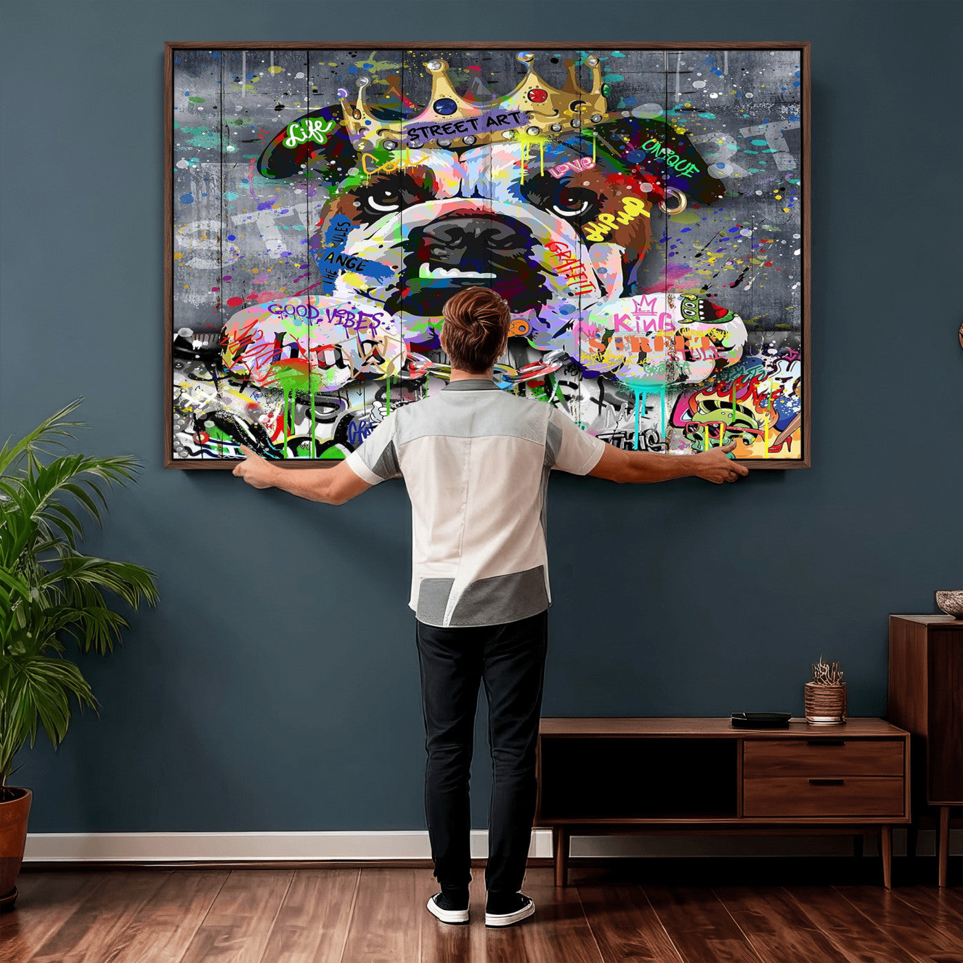 45209731-MGV-CV-36X24 - Dog Wall Decor for Teen Bedroom Decor - Graffiti Animal Canvas Wall Art for Teen Room Decor - Abstract Wall Painting Ready to Hang