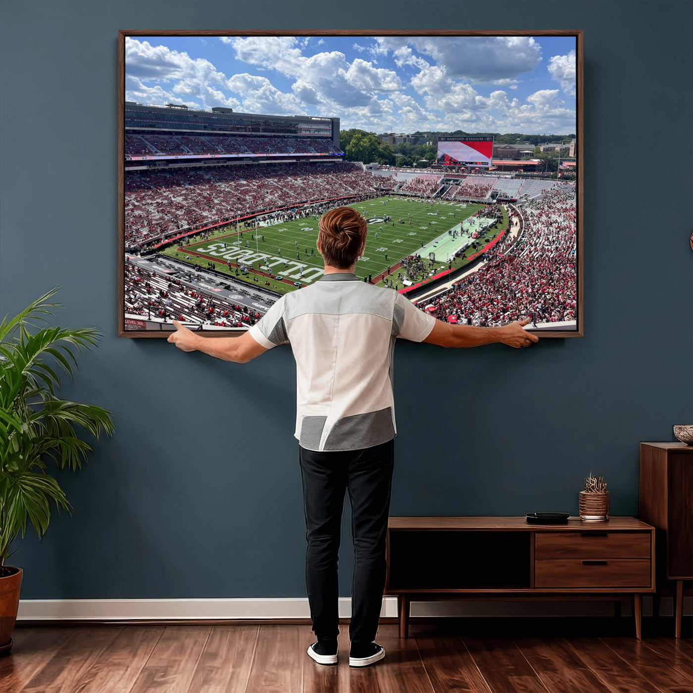 10665453-MGV-CV-36X24 - Georgia Bulldogs Stadium Wall Art Canvas Print, Sanford Stadium Football Field Panorama, College Football Game Day Wall Decor