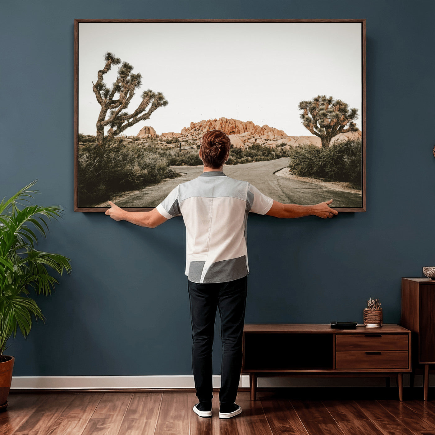 97248544-MGV-CV-36X24 - Joshua Tree Desert Wall Art Canvas Print, Minimal Southwestern Landscape Nature Wall Decor for Modern and Boho Interiors