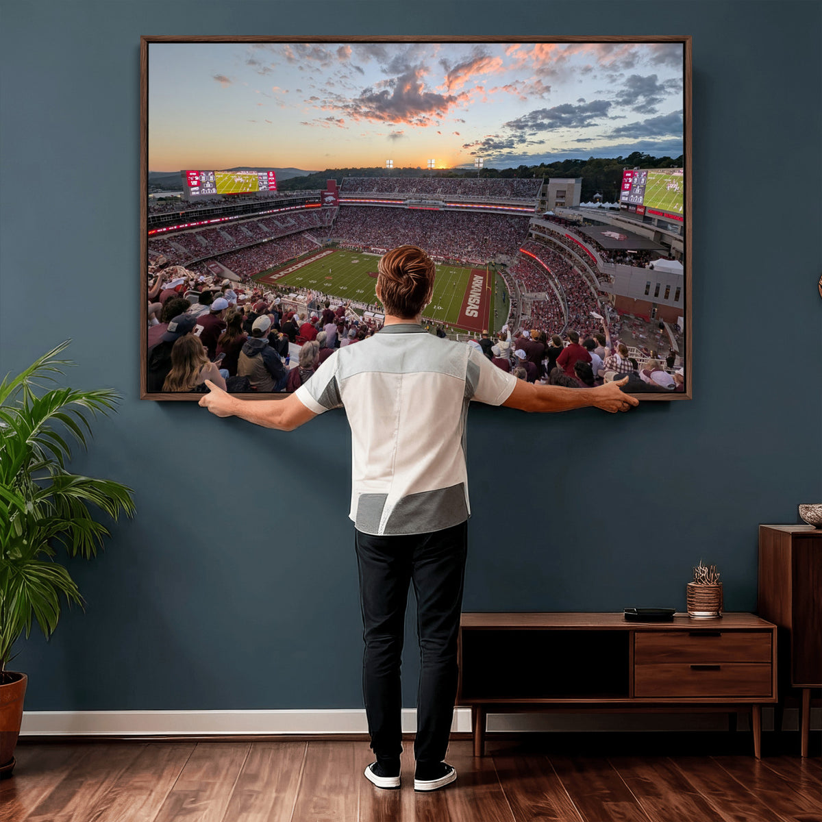 71837429-MGV-CV-36X24 - Donald W. Reynolds Razorback Stadium Wall Art Canvas Print – Arkansas Razorbacks Football Artwork for Home, Office, and Sports Room Decor