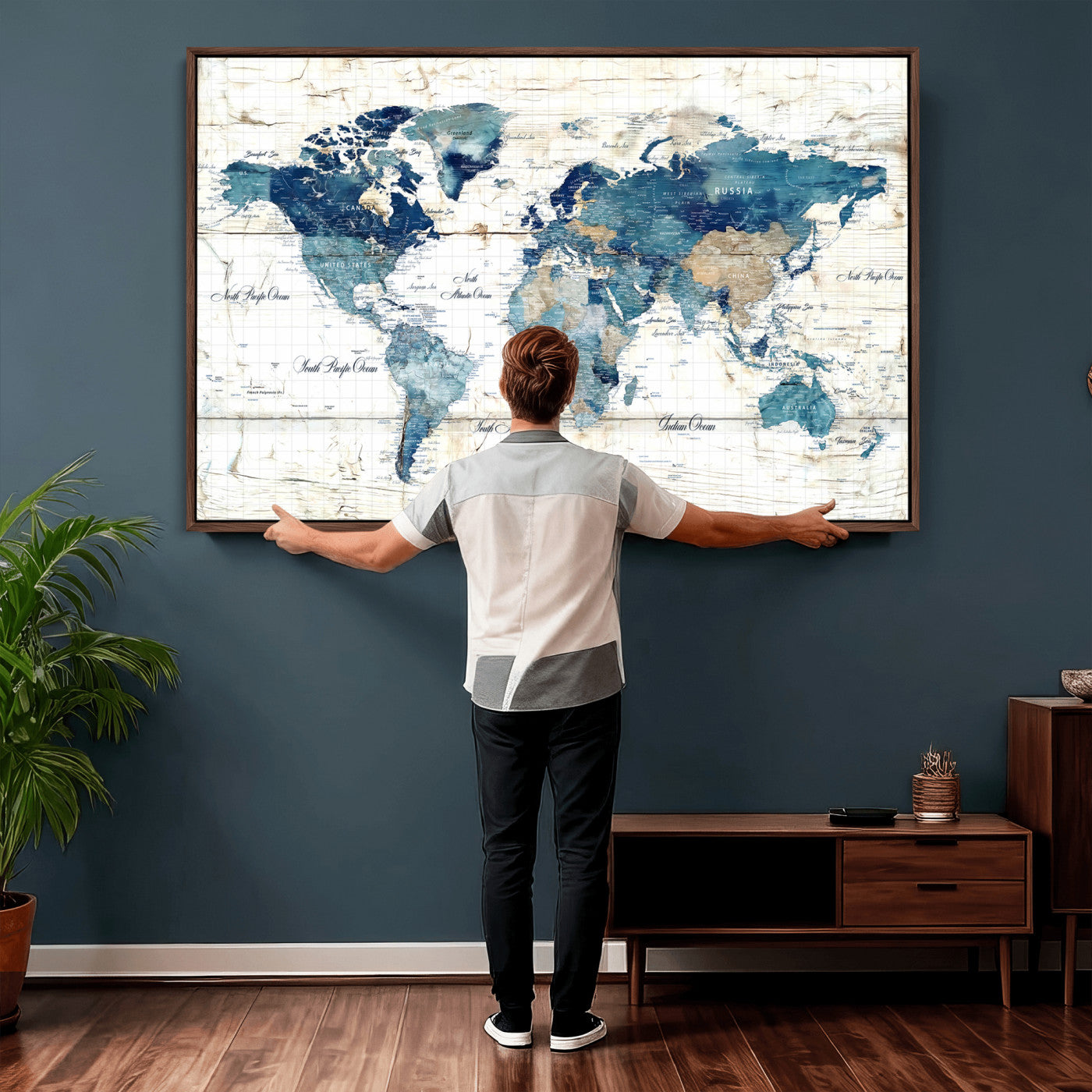 86799232-MGV-CV-36X24 - Watercolor World Map Canvas Wall Art Print – Abstract Colorful Travel Wall Decor