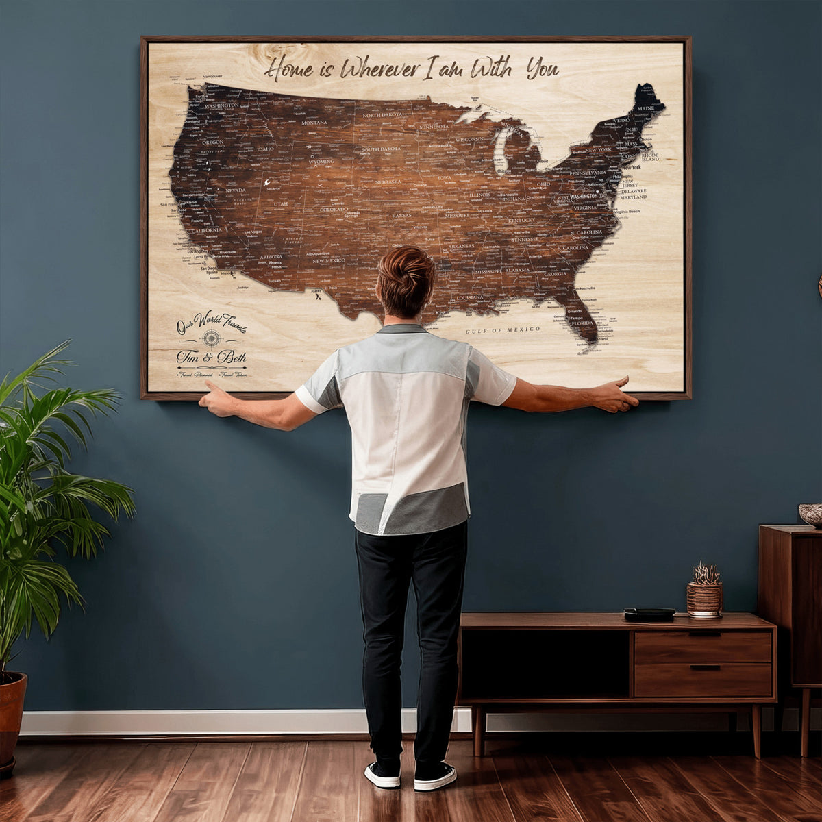 16274332-_Poster-30x20 - Personalized USA Push Pin Travel Map Canvas for Adventure Wall Decor