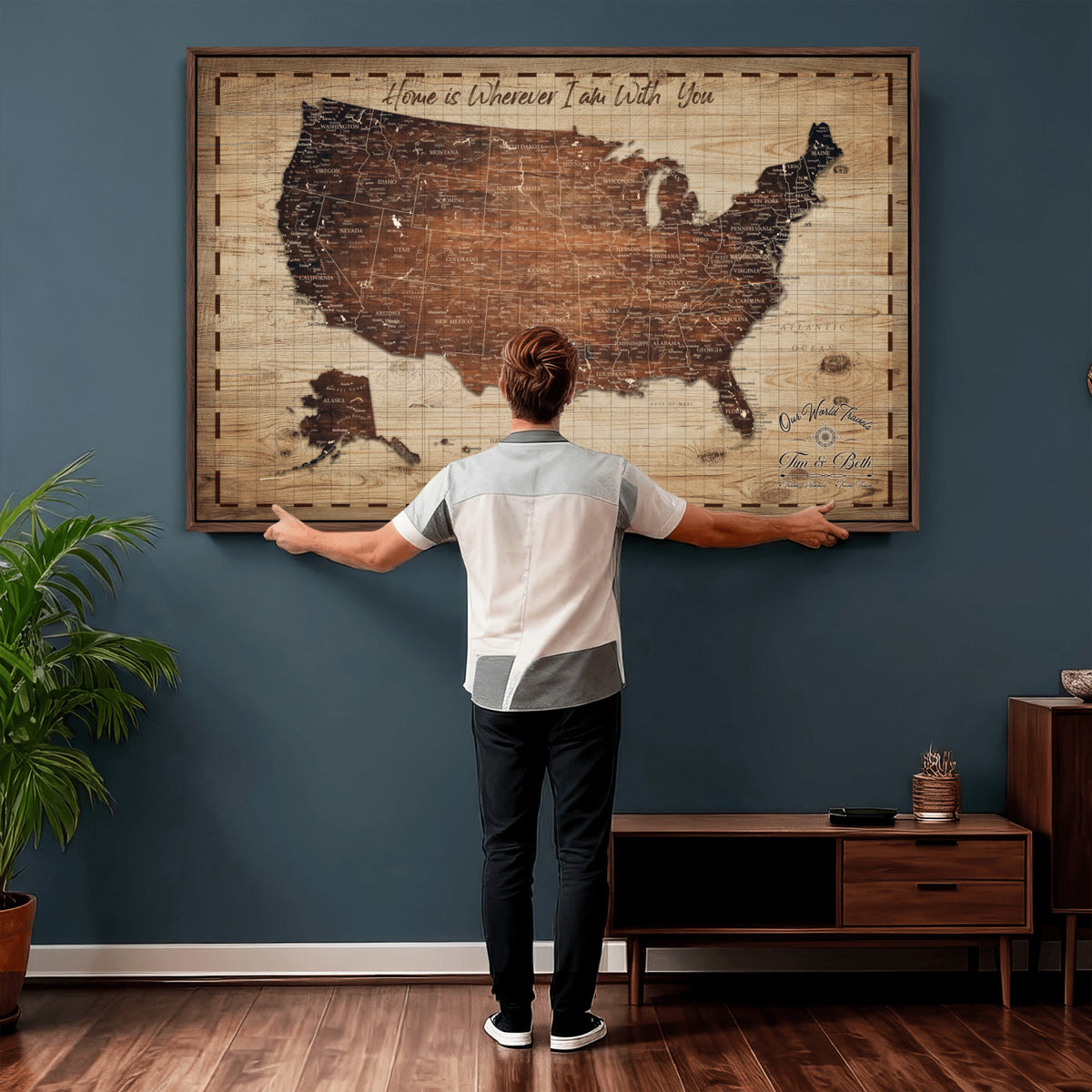 19102499U-MGV-CV-36X24 - Personalized USA Push Pin Travel Map Canvas for Adventure Wall Decor