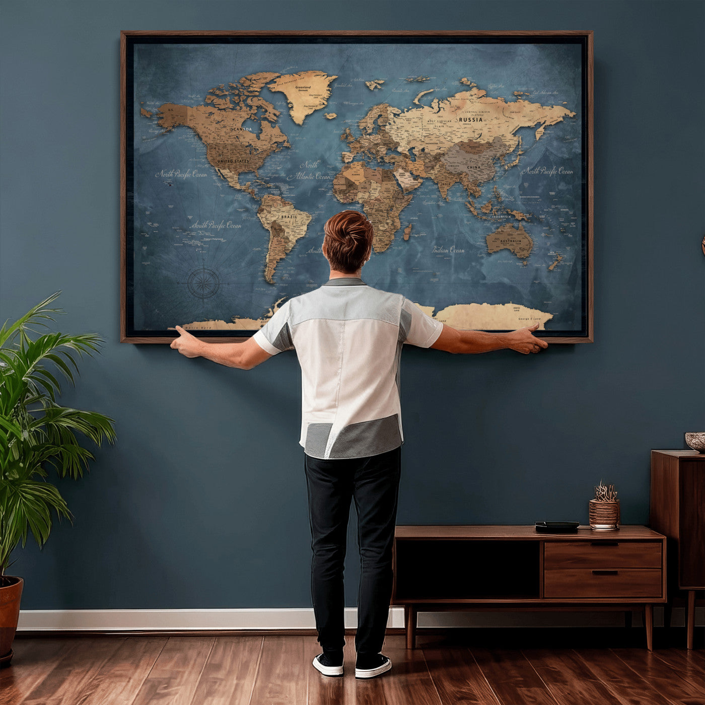 45826339-MGV-CV-36X24 - World Map Canvas Wall Art Canvas Print