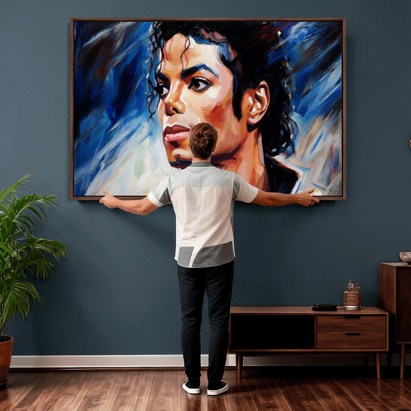 51466481-MGV-CV-36X24 - Abstract Michael Jackson Photo Wall Art Canvas Print