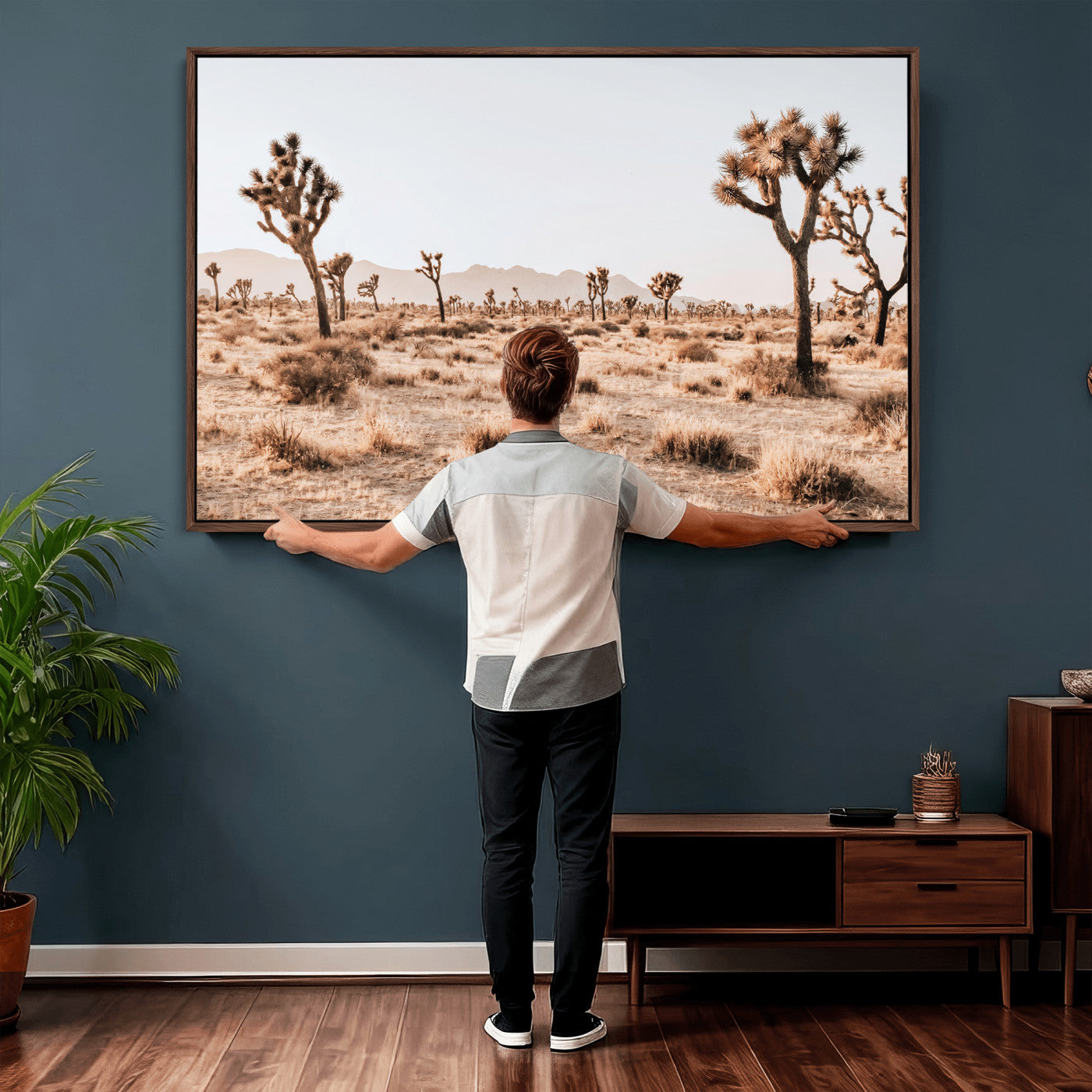 33549408-MGV-CV-36X24 - Joshua Tree Desert Canvas Wall Art Print, Desert Landscape Photography, Boho Southwest Wall Decor, Nature Canvas, Ready to Hang