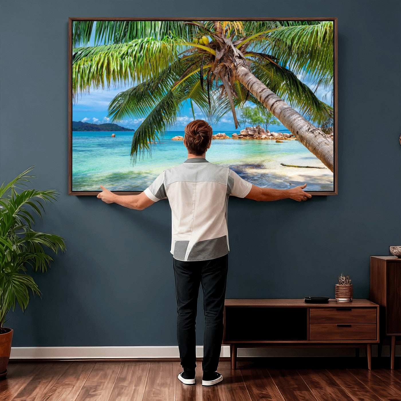 86824715-MGV-CV-36X24 - Seychelles Beach Canvas Wall Art - Anse Volbert Praslin Island Print