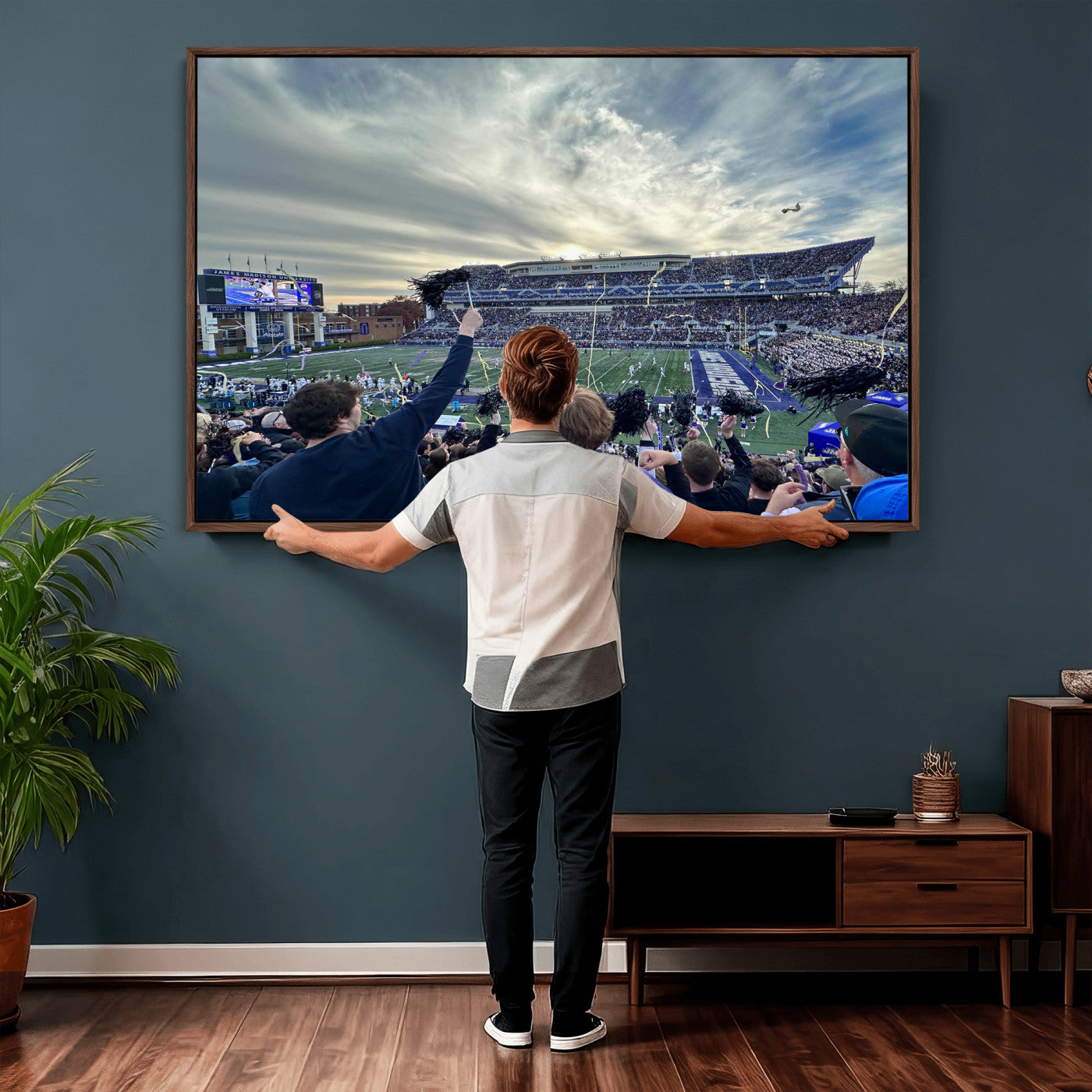 400867JMU-MGV-CV-36X24 - JMU Stadium Wall Art Canvas Print for Game Room Decor - James Madison University Stadium