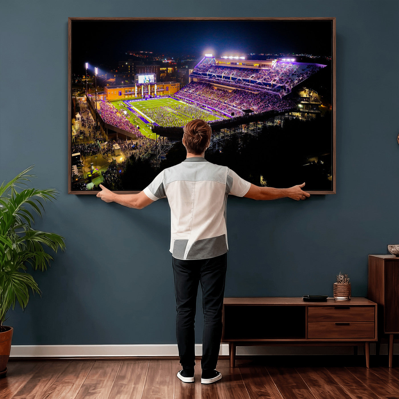 400867JMU2-MGV-CV-36X24 - JMU Stadium Wall Art Canvas Print for Game Room Decor - James Madison University Stadium