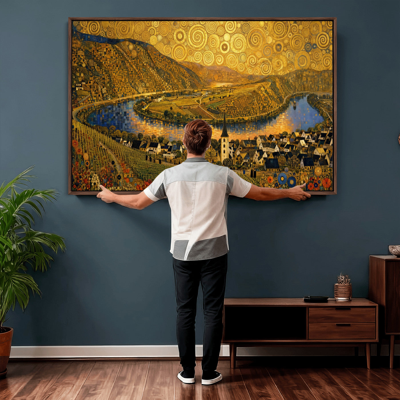 33713008-MGV-CV-36X24 - Gustav Klimt Style Mosel City Wall Art Canvas Print