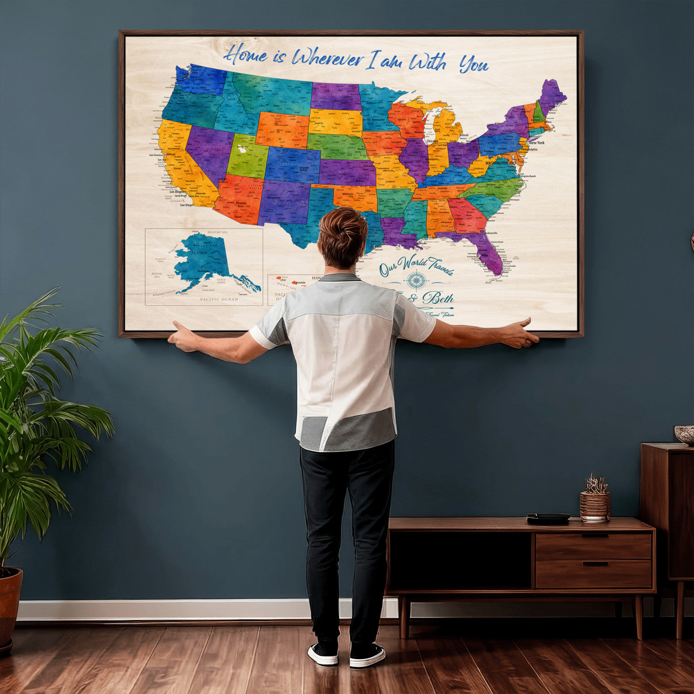 588510355-MGV-CV-36X24 - Personalized USA Push Pin Travel Map – Custom United States Map Wall Art