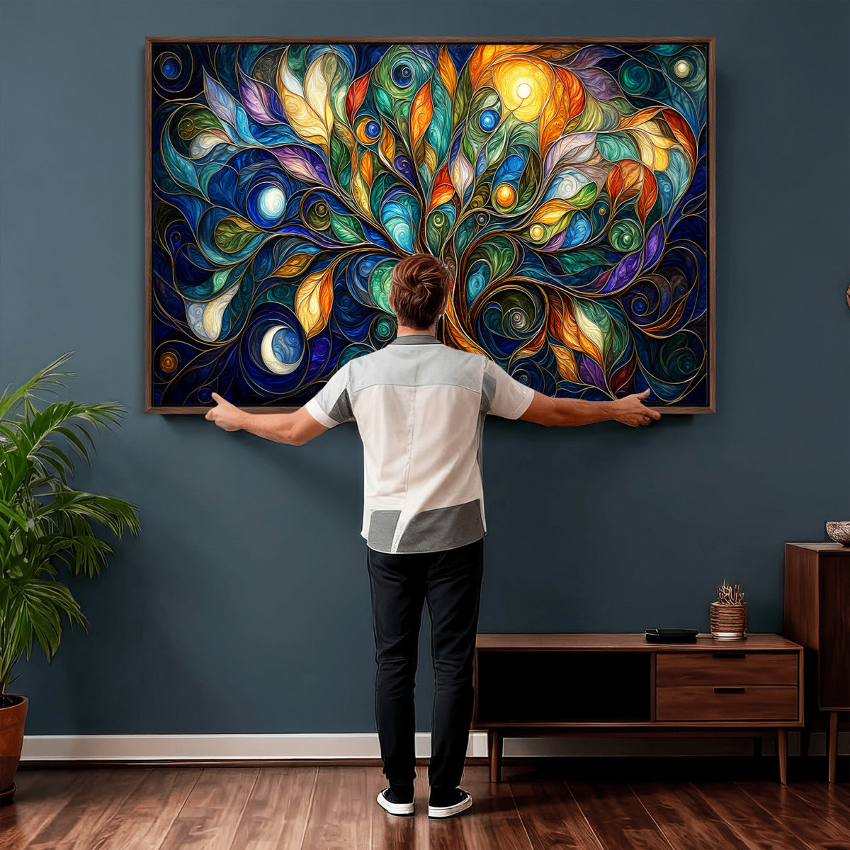 60127105-MGV-CV-36X24 - Psychedelic Tree Of Life Wall Art - Vibrant Swirl Cosmic Nature Decor