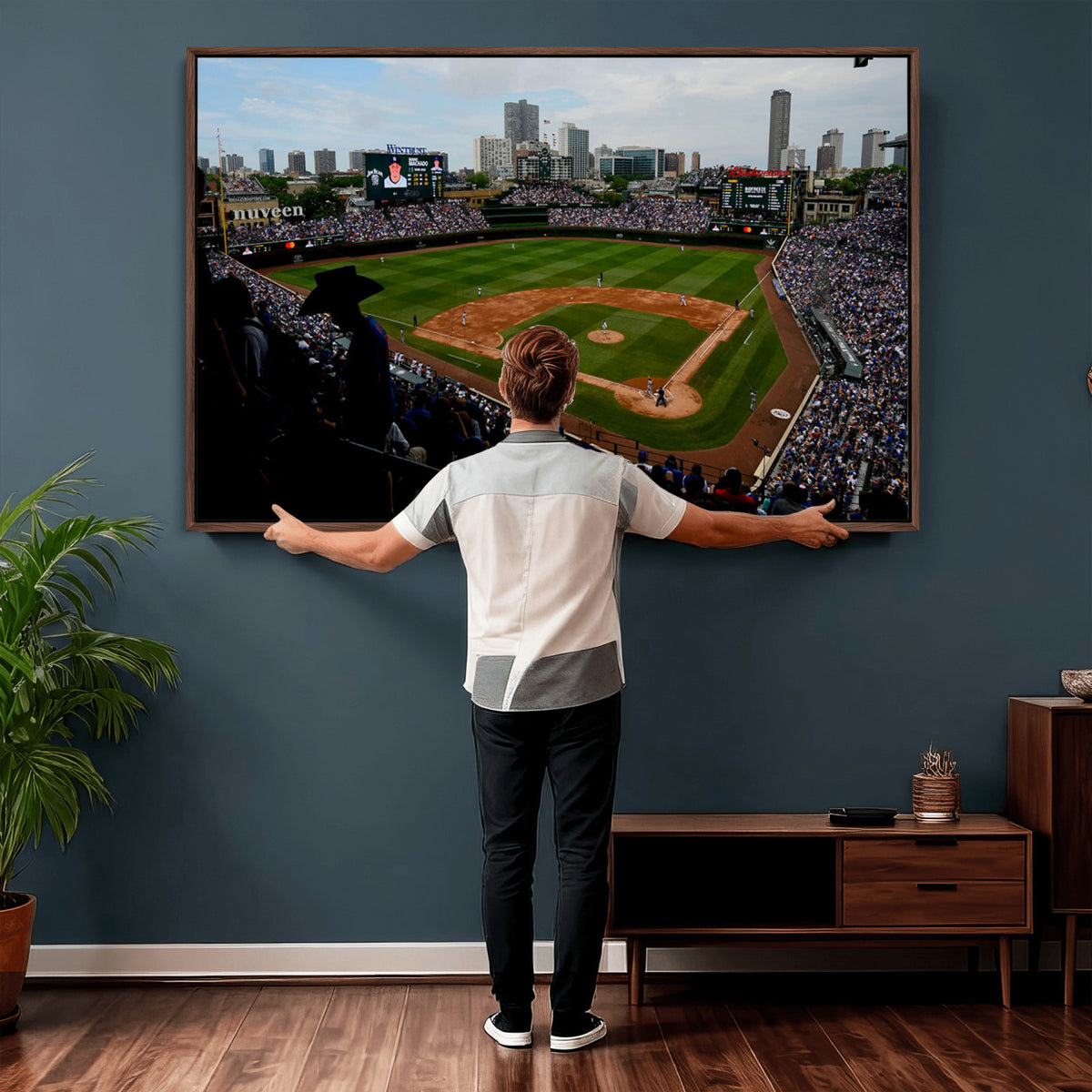 34859D-MGV-CV-36X24 - Chicago Cubs Baseball Team Print - Wrigley Field Stadium