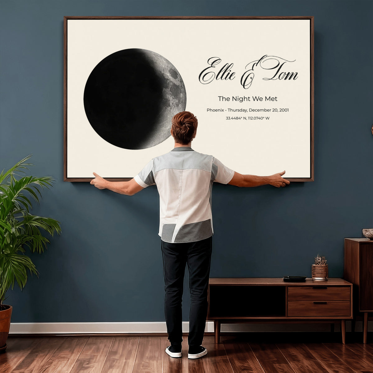 CSTM914MOON-MGV-CV-36X24 - Moon Phase Canvas Print – Personalized Moon from the Night You Met Wall Art
