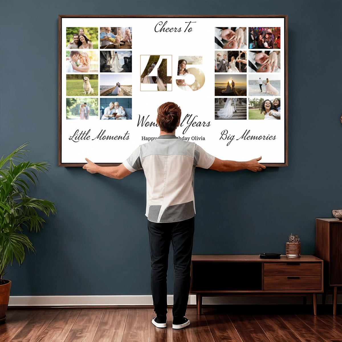 CSTM914CLJ-MGV-CV-36X24 - Moments and Memories Canvas Print – Personalized Birthday Photo Grid Wall Art