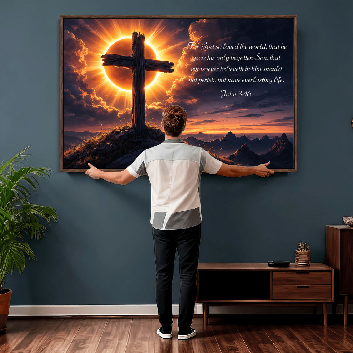 Custom Bible Verse Cross Canvas, Personalized Christian Wall Art
