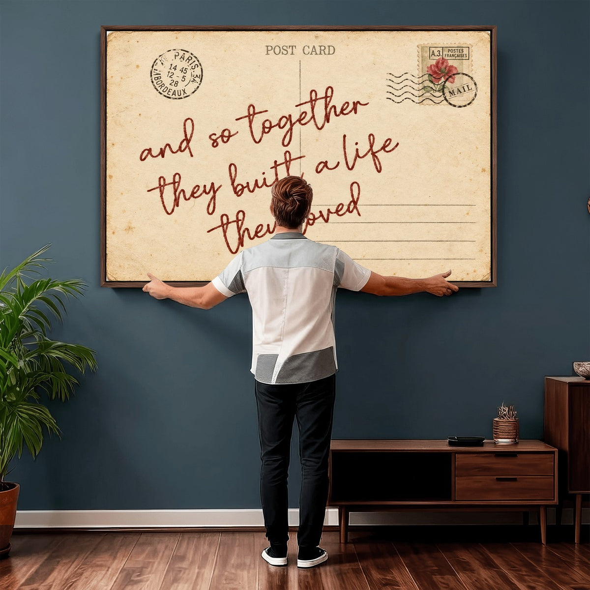 Personalized vintage postcard canvas with custom love note, view 26