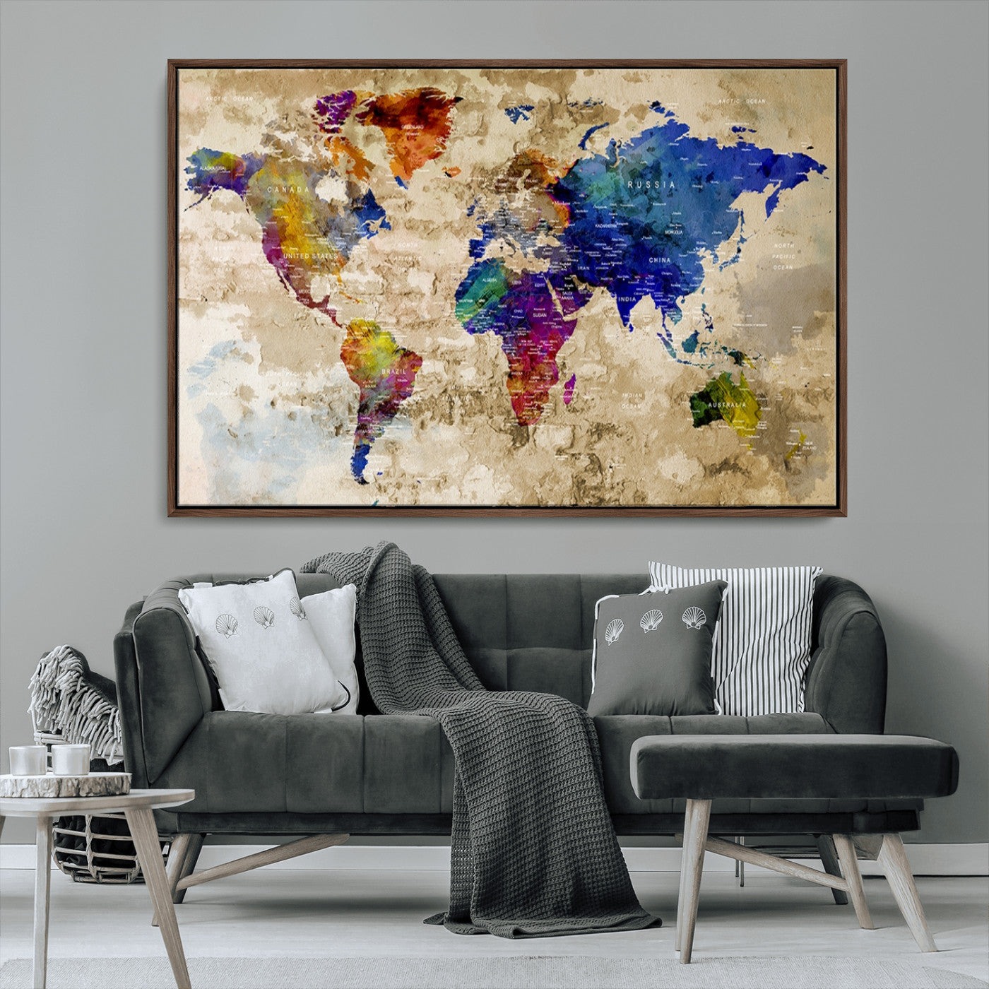 MGV-FC-36X24 - World Map Wall Art Canvas Print for Home and Office Decor