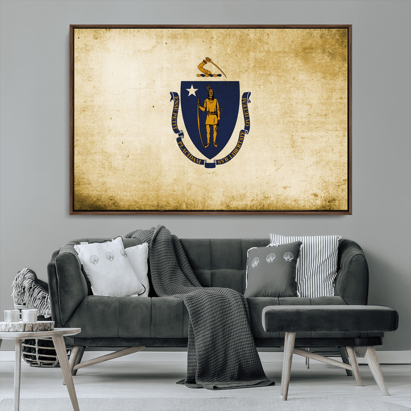 MGV-FC-36X24 - Massachusetts Flag Wall Art Canvas Print