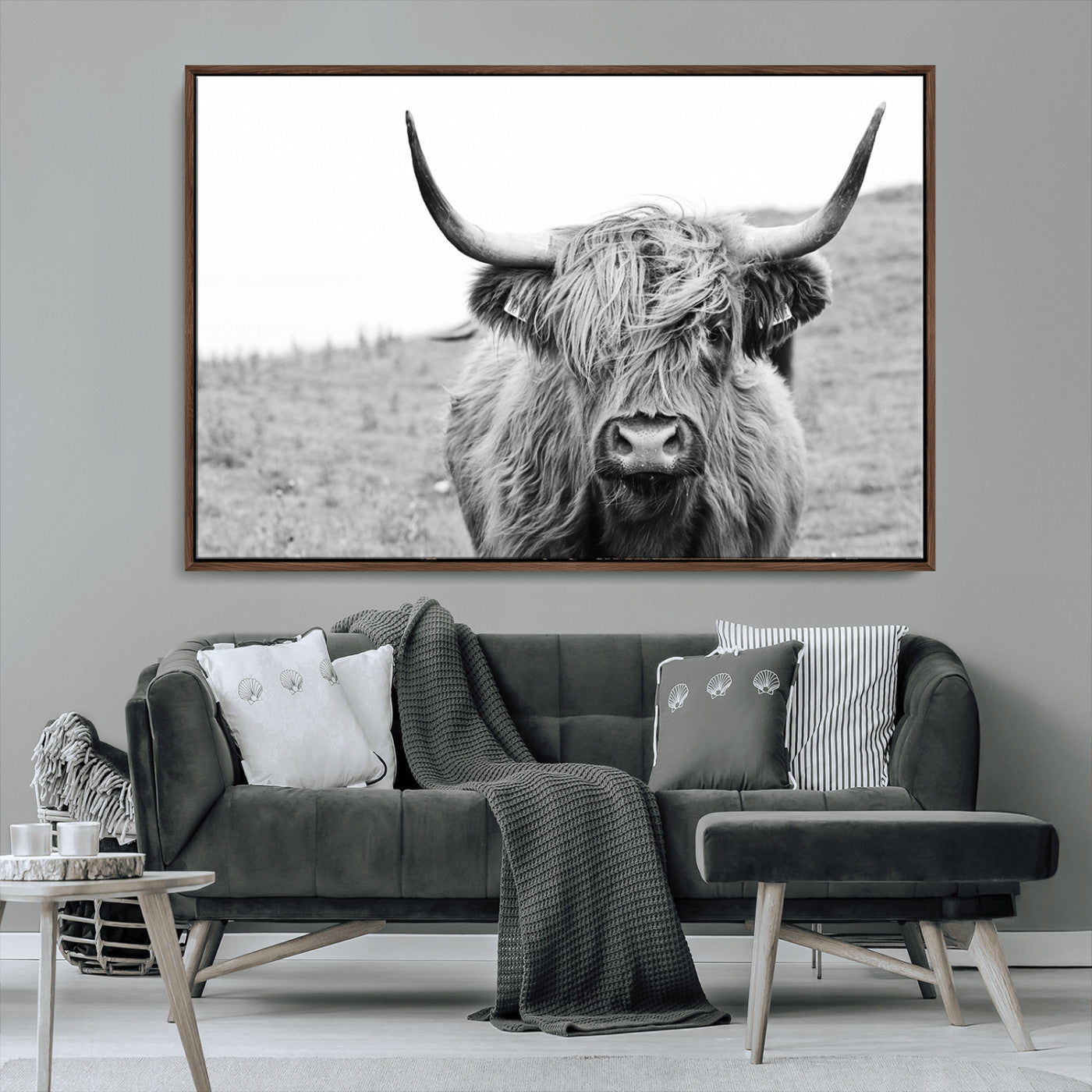 MGV-FC-36X24 - Newfoundland Cow Art Wall Art, Black White Cow Art Wall Art Canvas Print