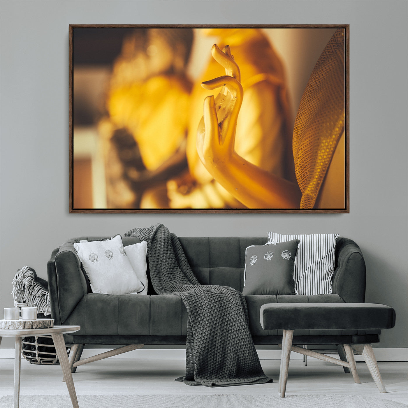MGV-FC-36X24 - Gold Buddha Statue Hands Wall Art Canvas Print