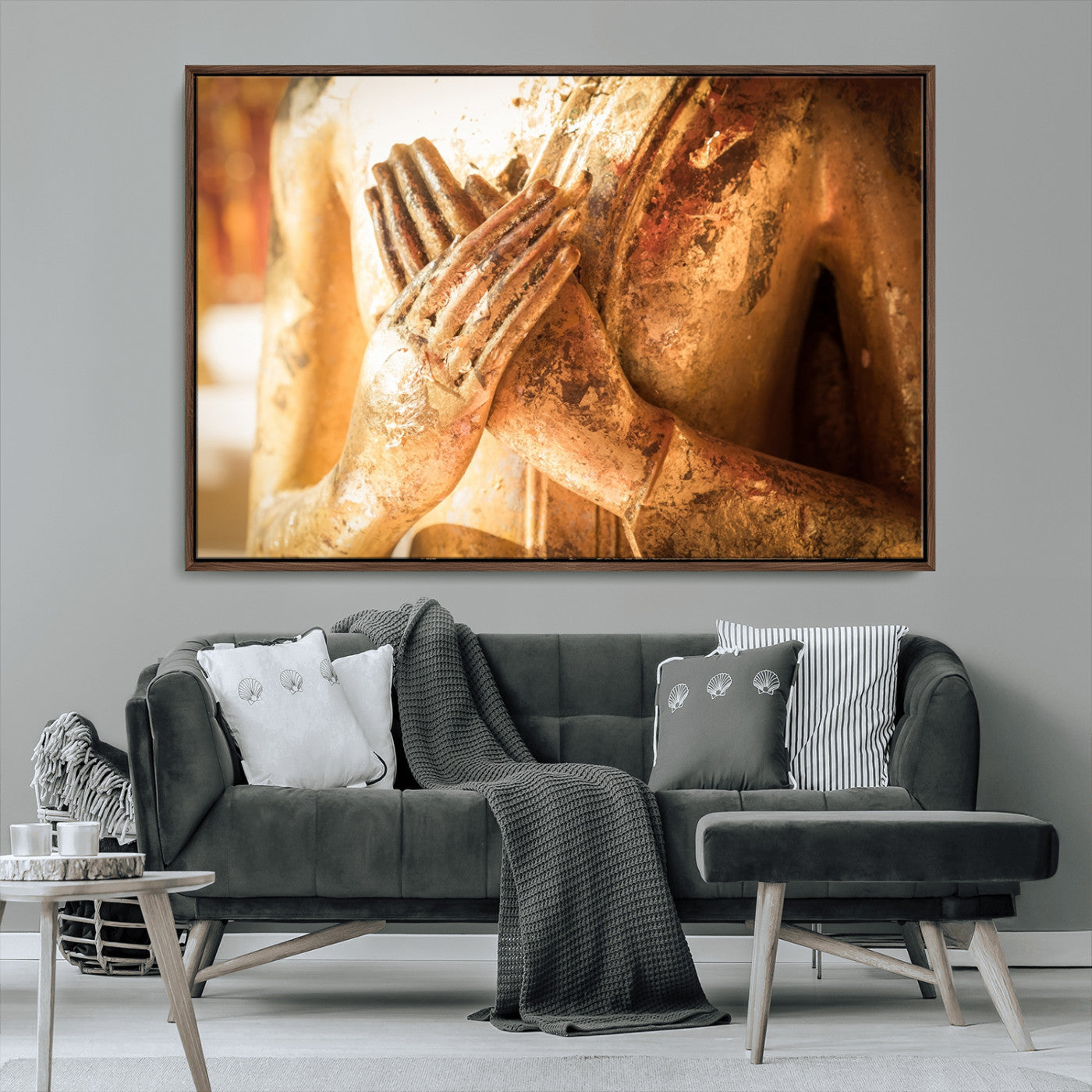 MGV-FC-36X24 - Buddha Statue Hands Wall Art Canvas Print