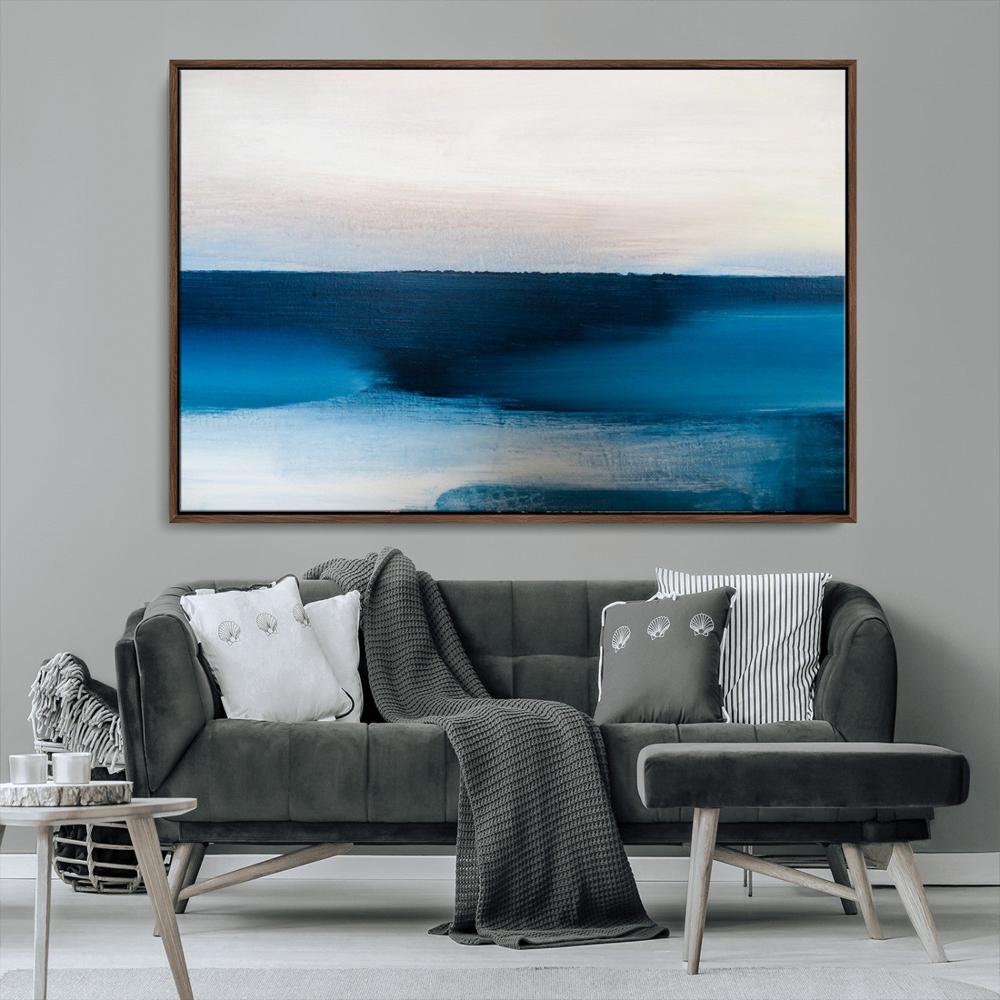 MGV-FC-36X24 - Dark Blue Abstract Wall Art Canvas Print