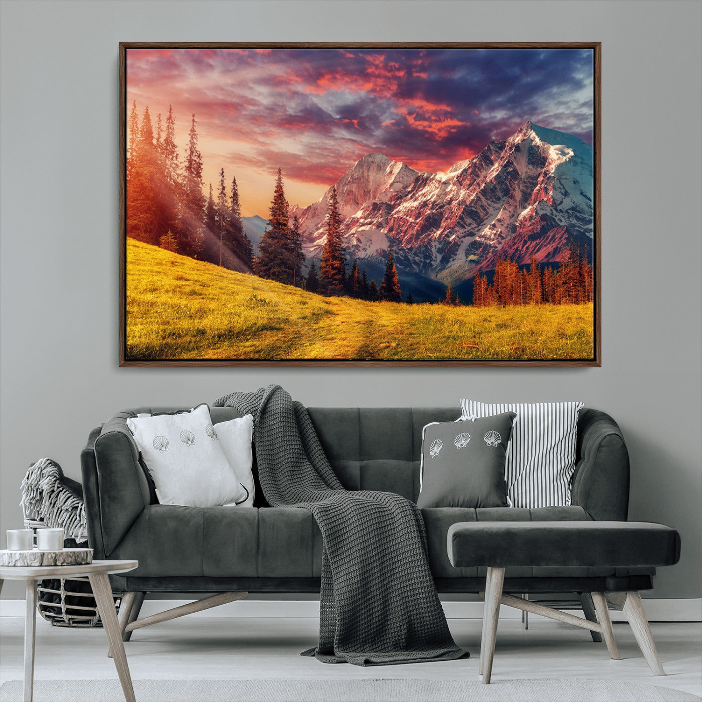 MGV-FC-36X24 - Mountain and Daylight Red Sunset Wall Art Canvas Print