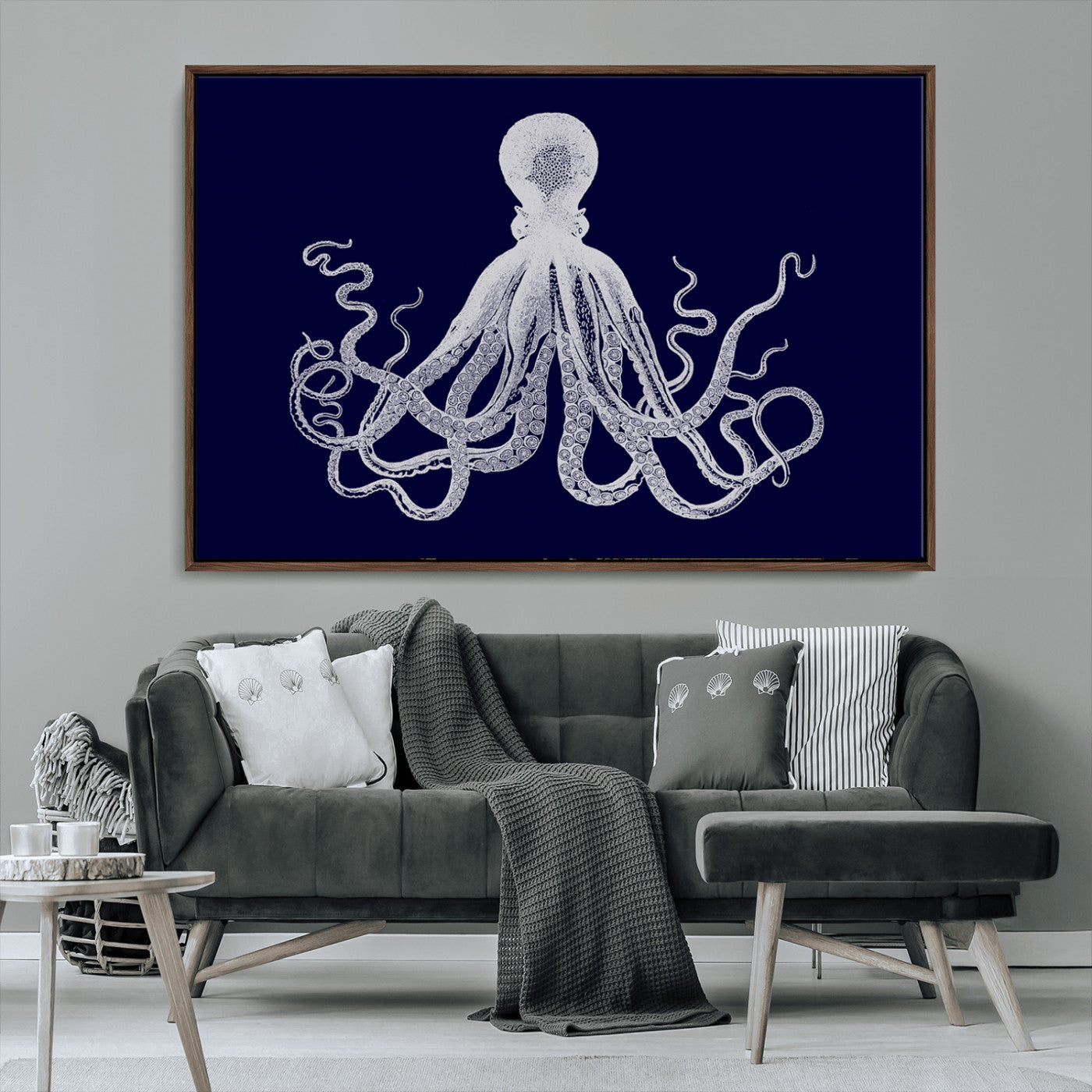 MGV-FC-36X24 - Blue Octopus Wall Art Canvas Print