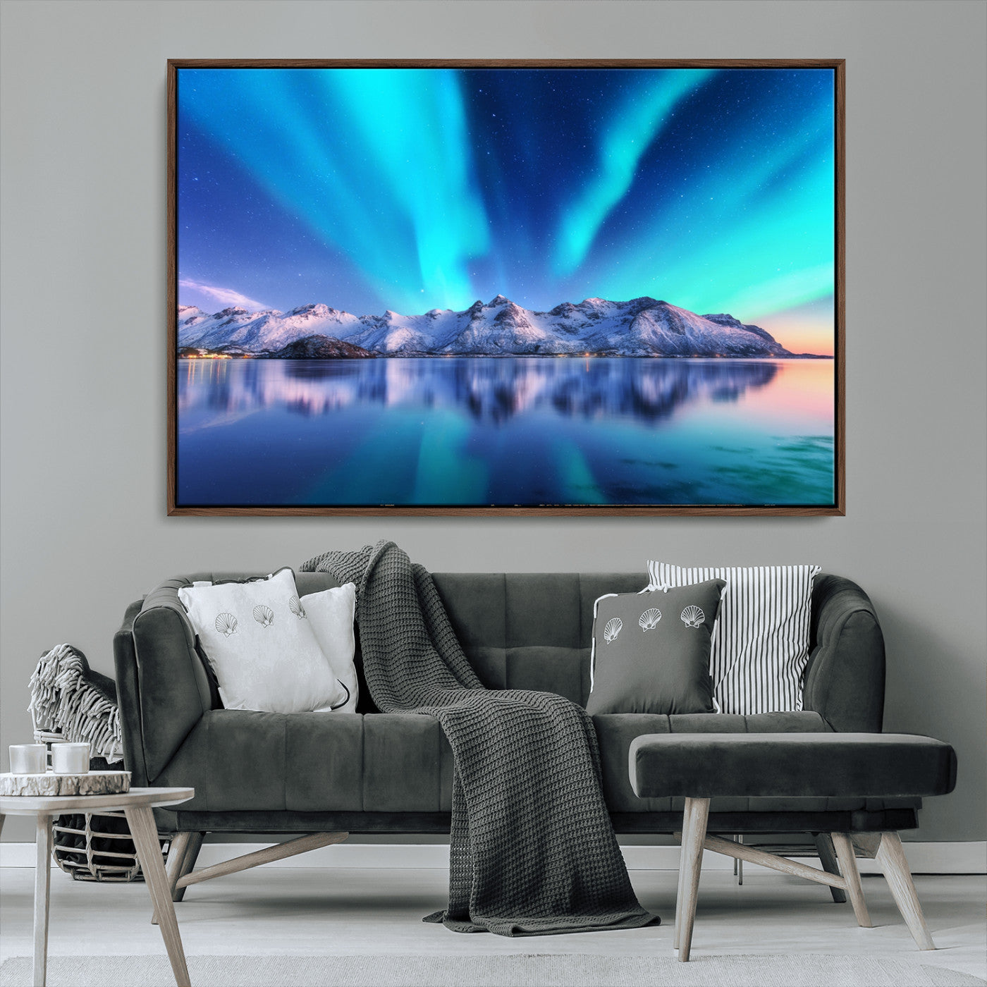 MGV-FC-36X24 - Northern Lights above Mountain Wall Art, Northern Lights Wall Art Canvas Print