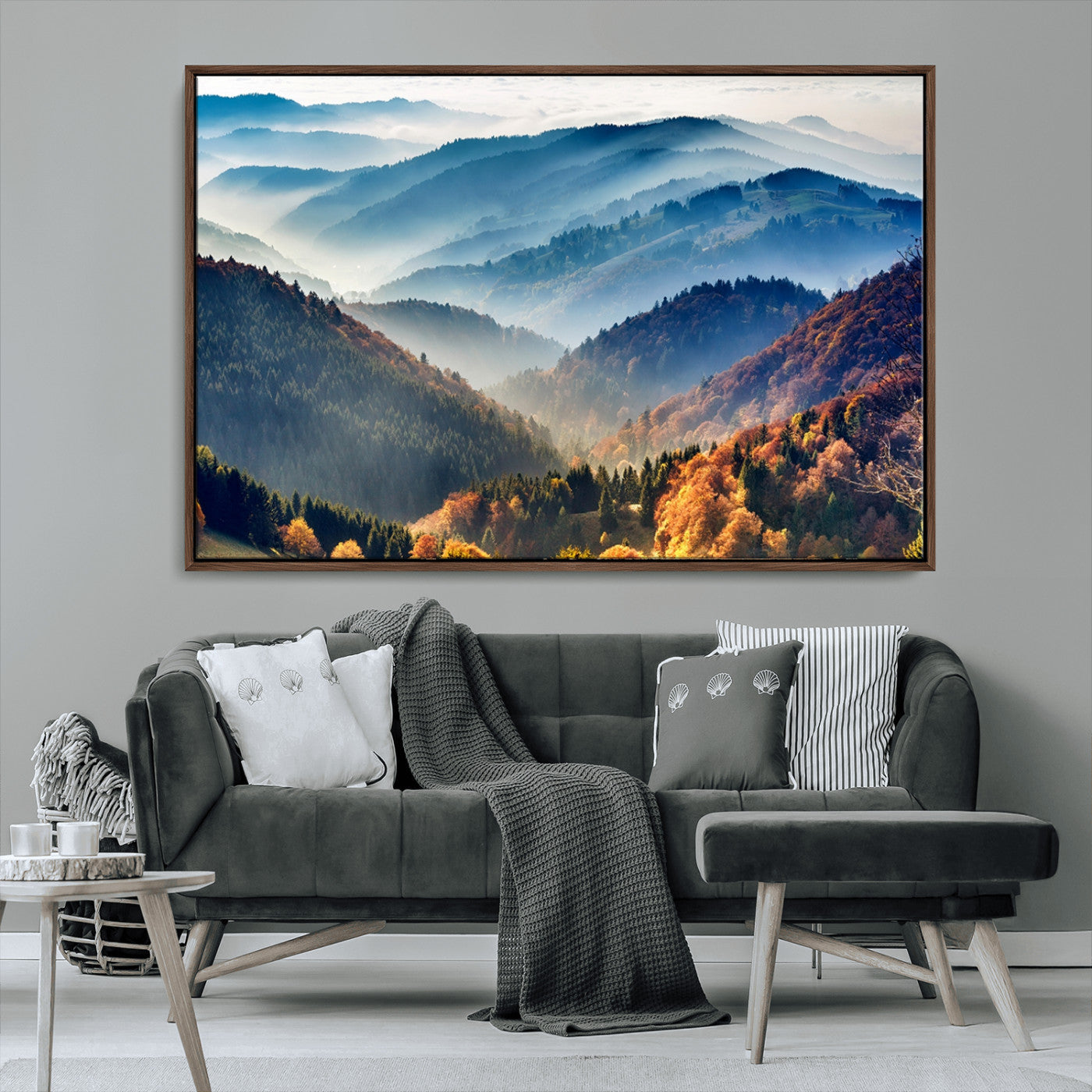 MGV-FC-36X24 - Mountains Forest Autumn Wall Art Canvas Print