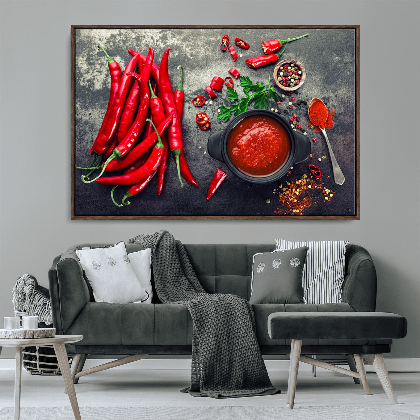 MGV-FC-36X24 - Red Chili Peppers Wall Art Kitchen Artwork Canvas Print