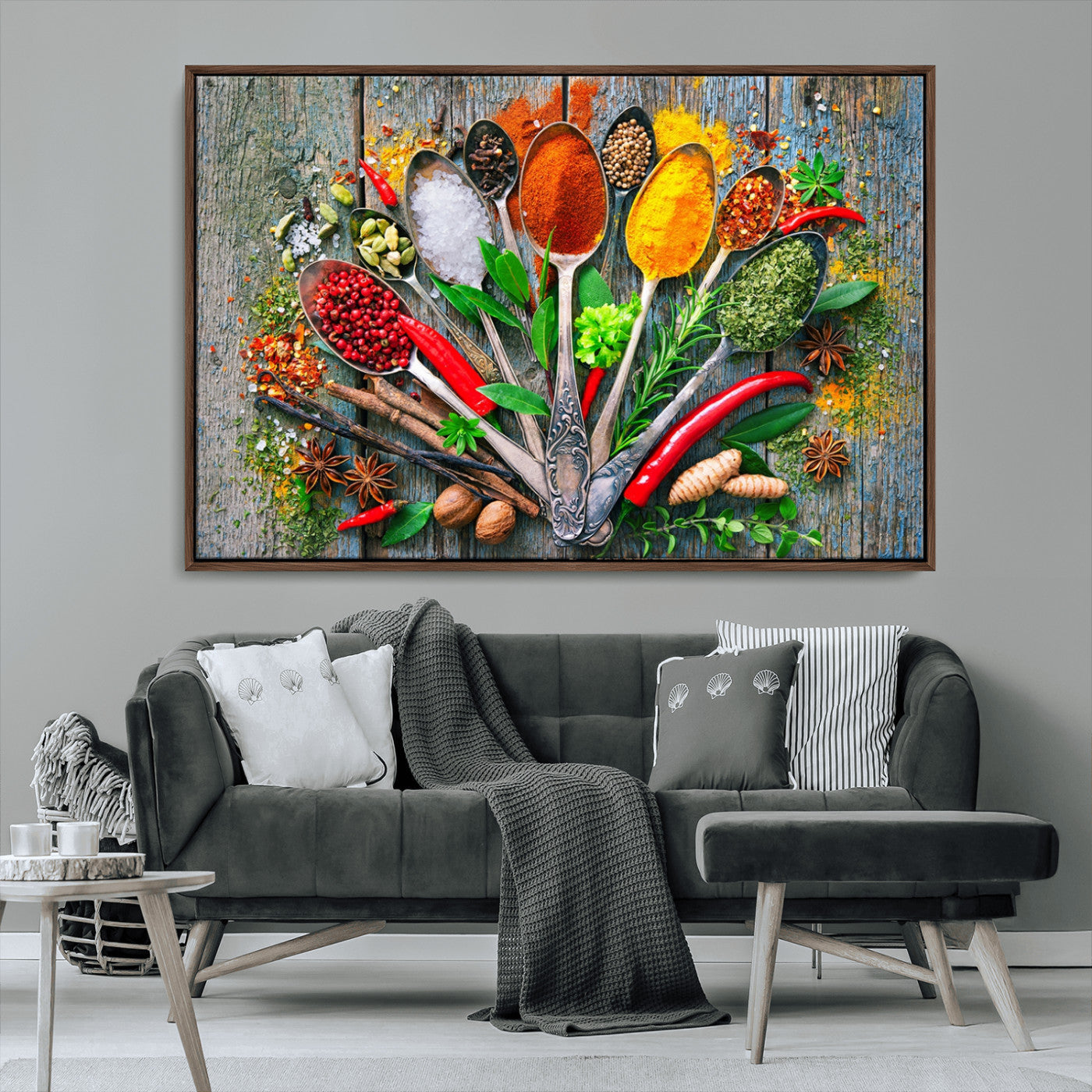 MGV-FC-36X24 - Kitchen Wall Art Print - Spoonful of Spices Cooking Wall Art Canvas Print - Vibrant Kitchen Decor