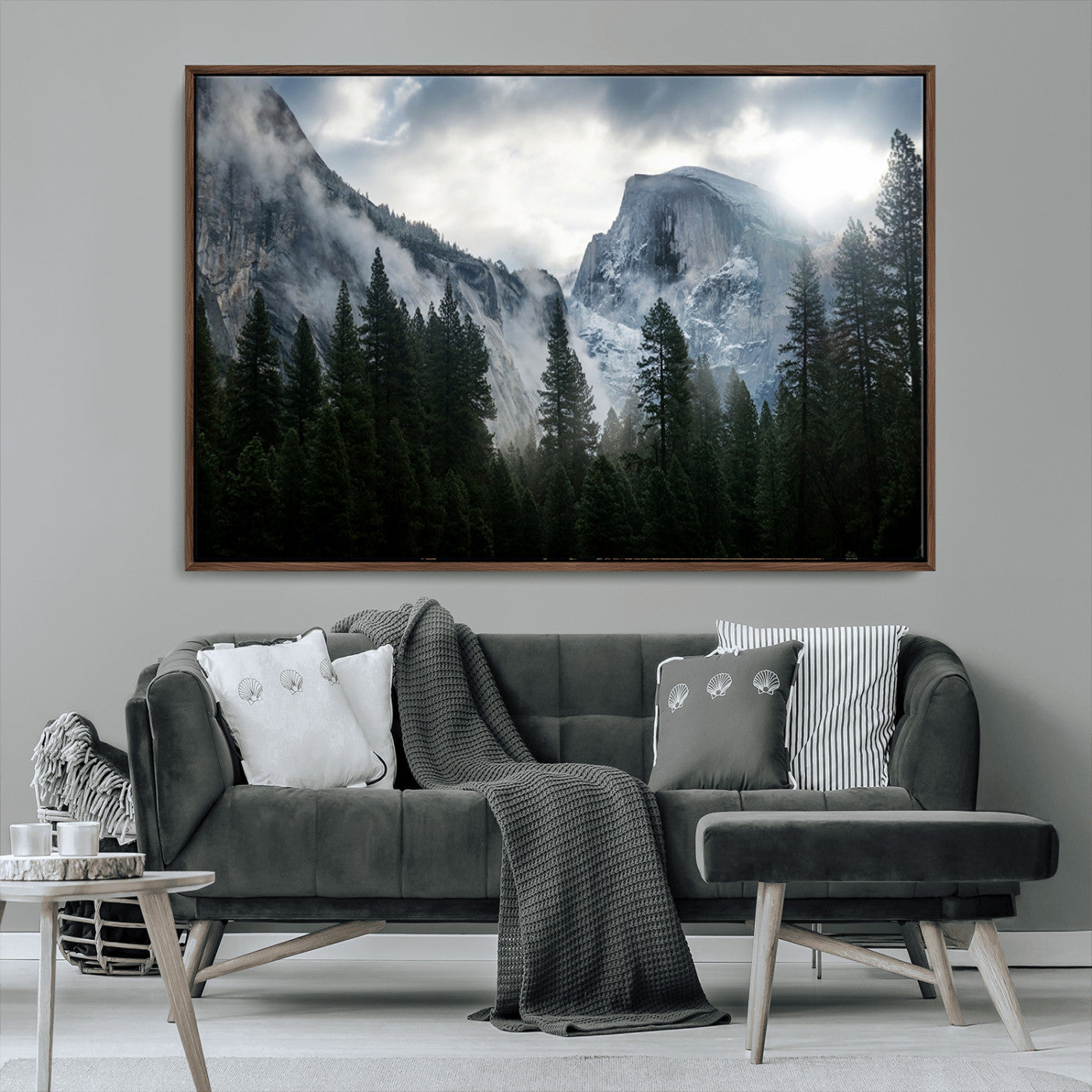 MGV-FC-36X24 - Yosemite National Park El Capitan Foggy Mountain Wall Art | Large Canvas Print for Living Room,