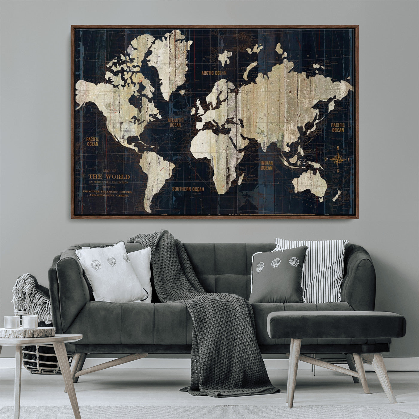 MGV-FC-36X24 - Push Pin World Map Canvas Print – Framed Wall Art for Couples to Track Their Travels – Anniversary