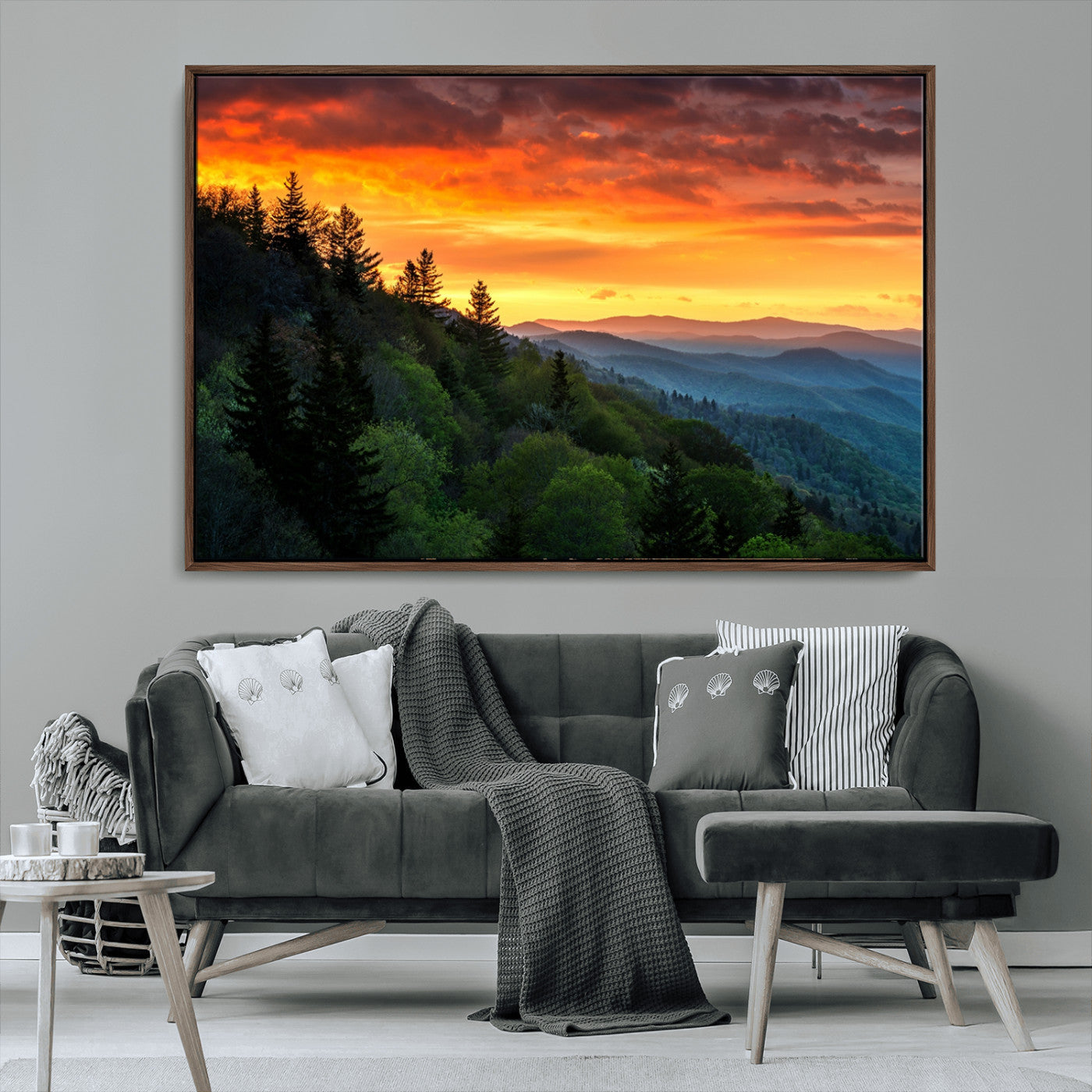 MGV-FC-36X24 - Forest Landscape Wall Art Sunset Canvas, Forest Sunset Canvas Print