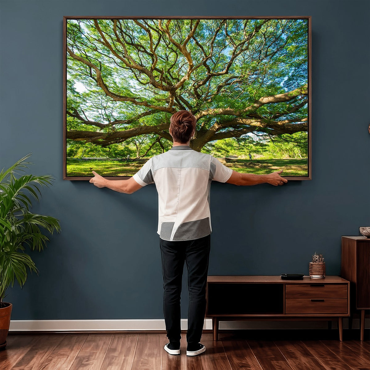 70569-MGV-CV-24X16 - Majestic Oak Tree Wall Art | Serene Nature Canvas Print with Spreading Branches