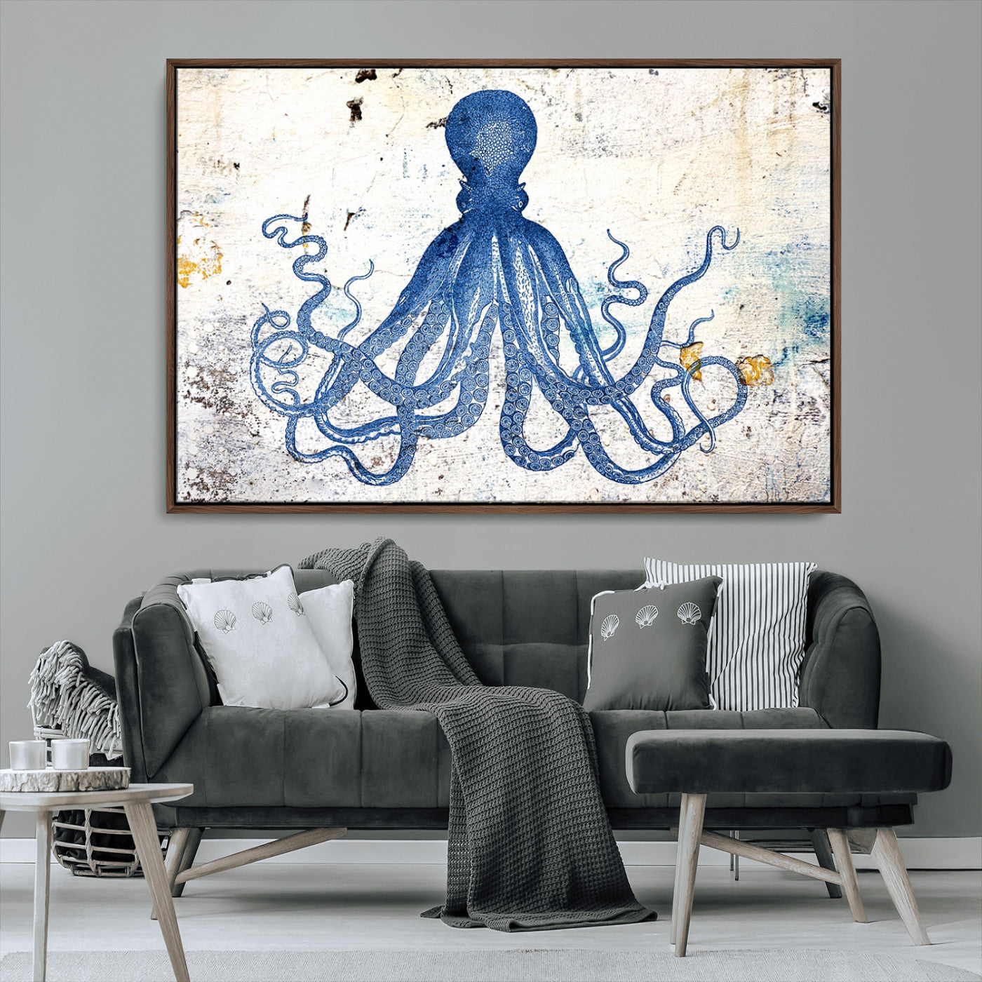 MGV-FC-36X24 - Octopus Canvas Wall Art | Coastal Marine Life Artwork for Living Room, Bedroom, or Office |