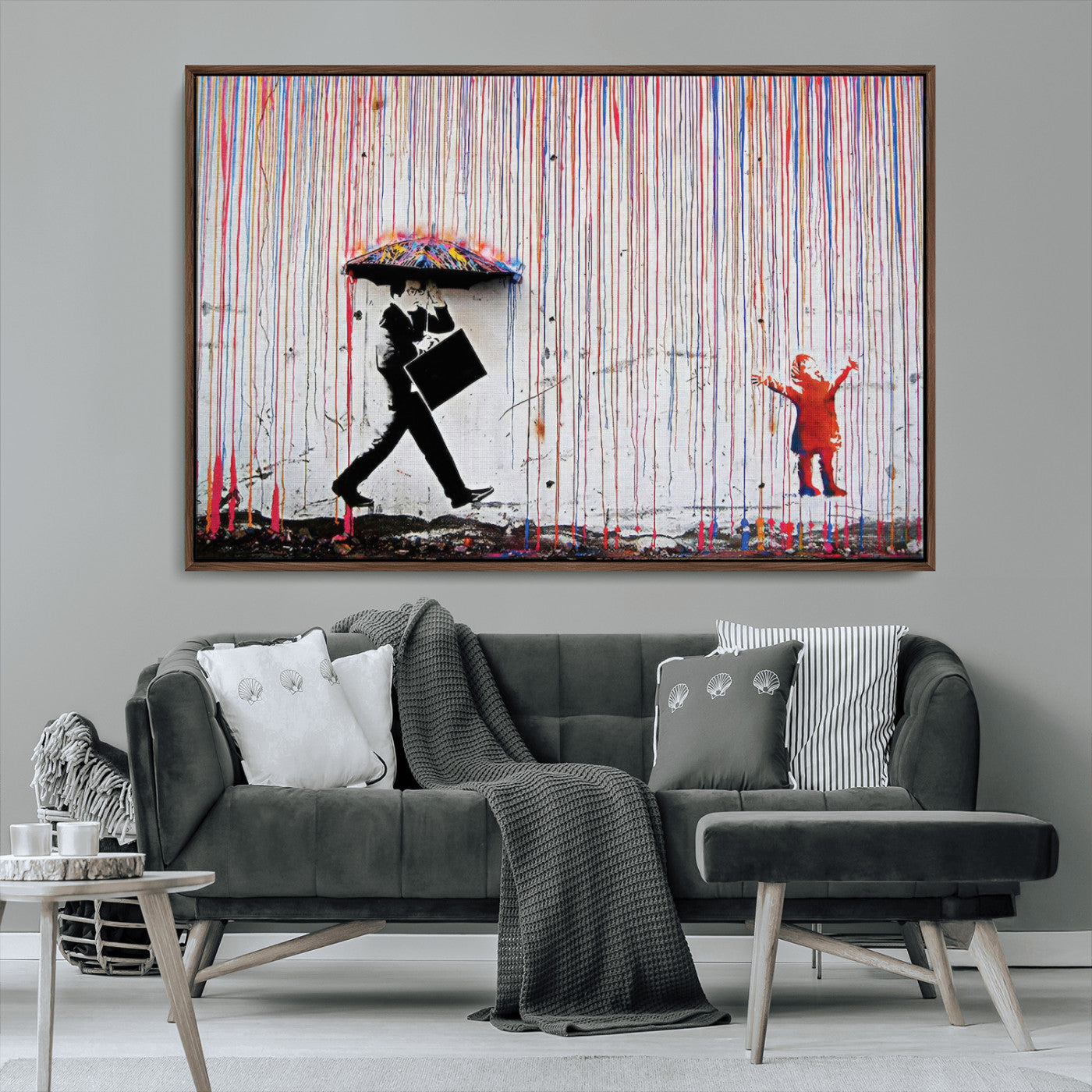 MGV-FC-36X24 - Banksy Wall Art Canvas Print, Framed Graffiti Art Picture Print, Banksy Urban Graffiti Perfect Modern Decor Artwork