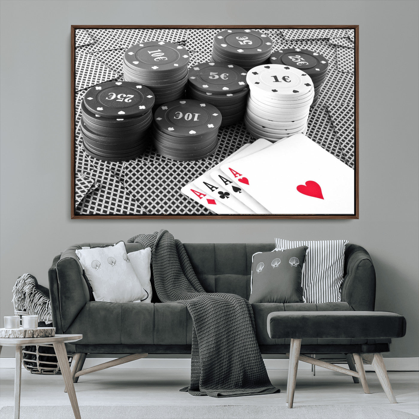 MGV-FC-36X24 - Poker Game Cards Wall Art Canvas, Multi Panel Wall Art Canvas Print