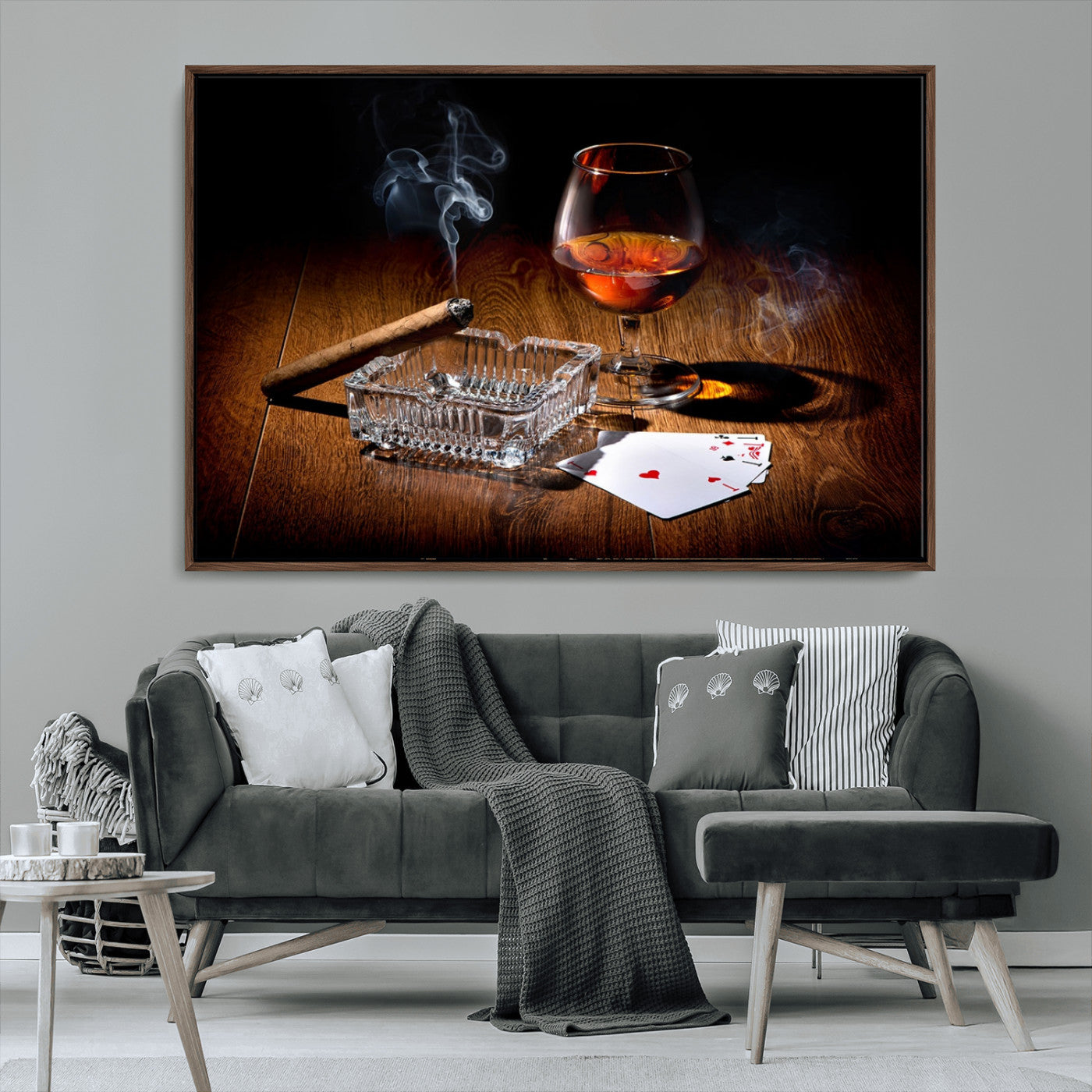 MGV-FC-36X24 - Whiskey Cigar Wall Art Canvas Print Kitchen Wall