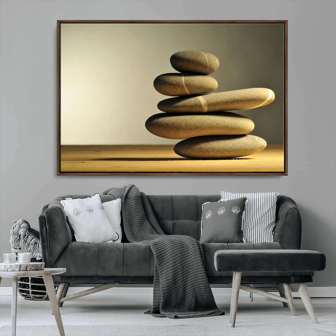 MGV-FC-36X24 - Fluvial Zen Stones Canvas Wall Art Print