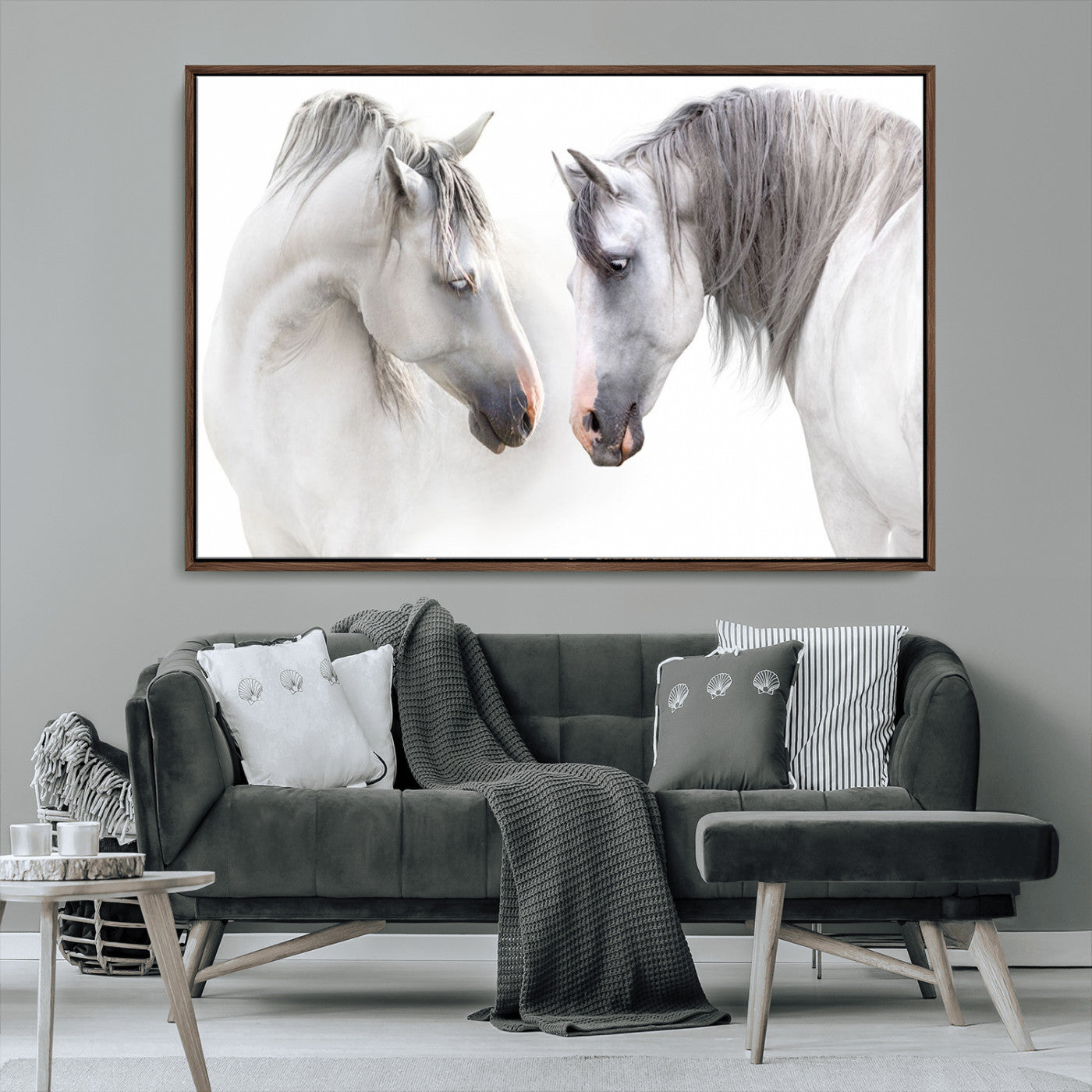 MGV-FC-36X24 - White Horse Wall Art Animal Canvas Print
