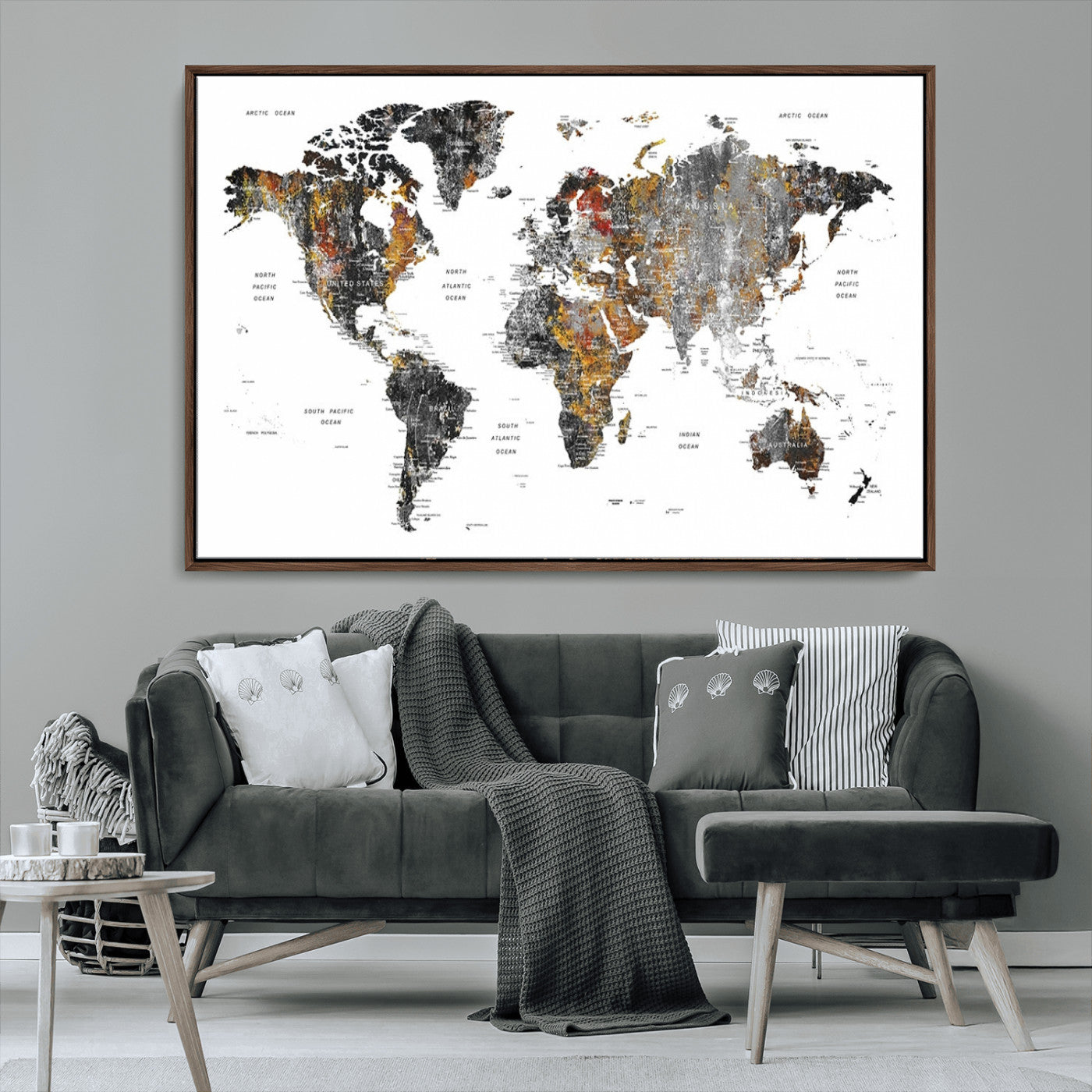 MGV-FC-36X24 - World Map Wall Art Canvas Print for Home and Office Decor