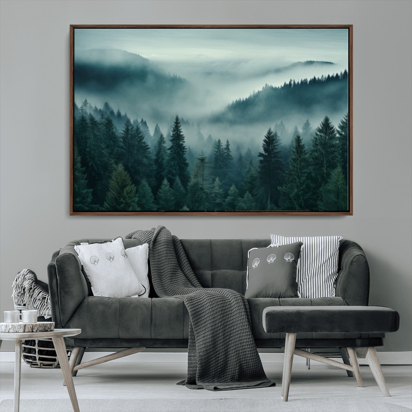 MGV-FC-36X24 - Captivating Misty Foggy Forest Wall Art Premium Canvas Print