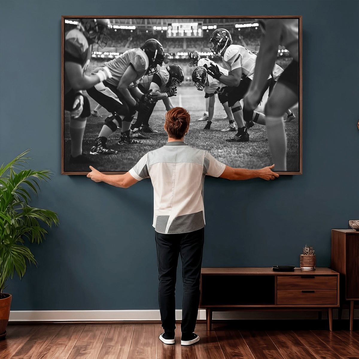13273-MGV-CV-36X24 - American Football Wall Art Canvas Print Framed Stadium Sport