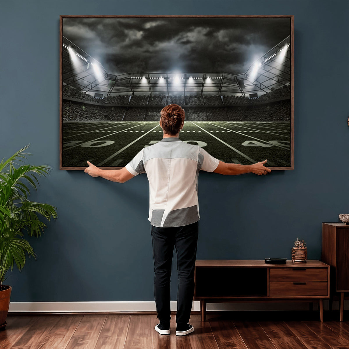 90107-MGV-CV-36X24 - American Football Stadium Wall Art Canvas Print, Stadium Sport Wall Art Print