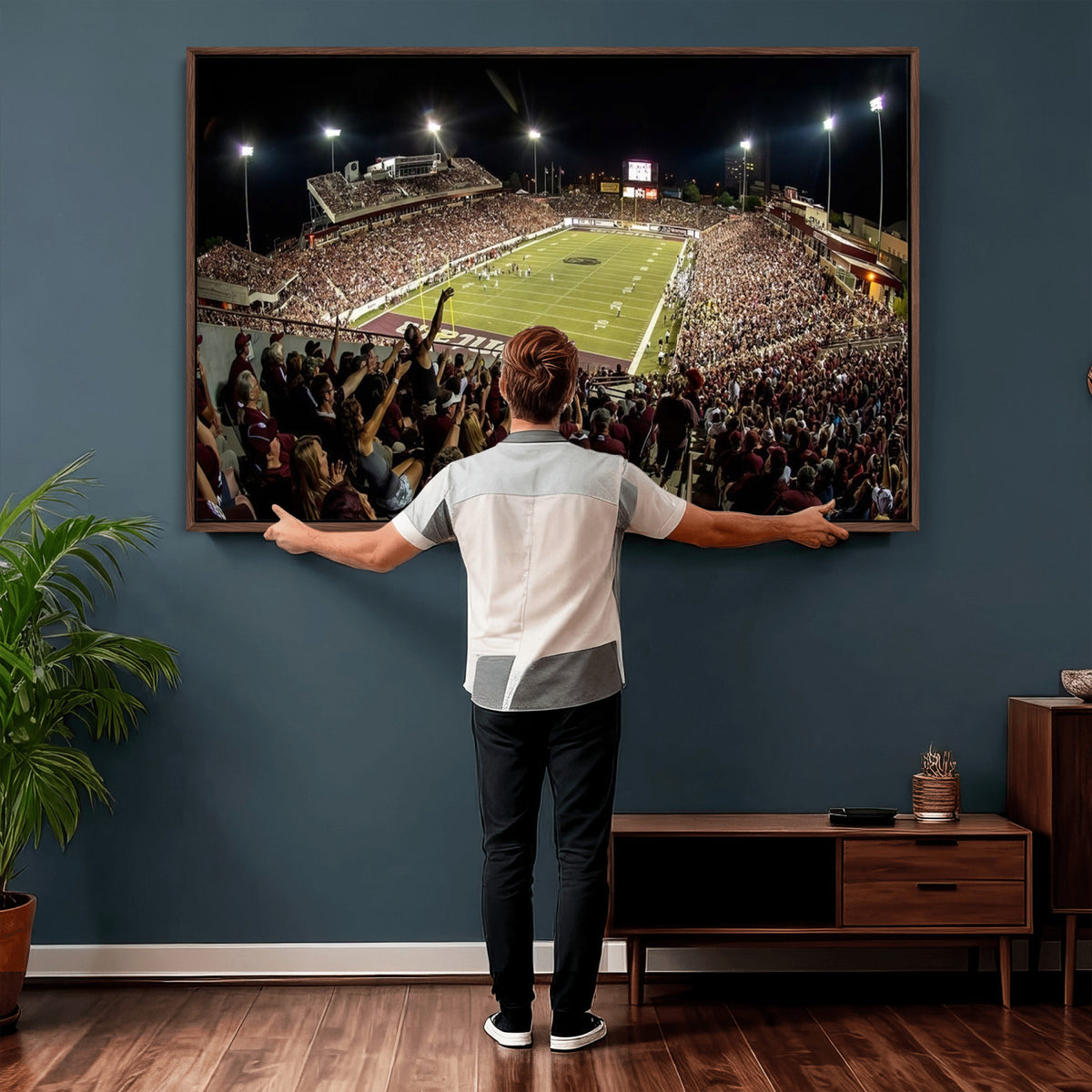 94126-MGV-CV-36X24 - Washington-Grizzly Stadium Canvas Wall Art | Exciting Game Night Atmosphere in Panoramic View