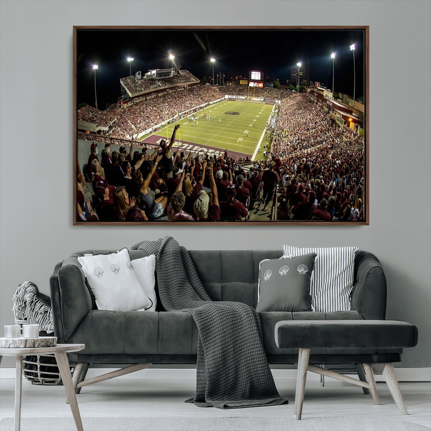 -Washington-Grizzly Stadium Canvas Wall Art – Exciting Game Night Atmosphere Captured in Panoramic